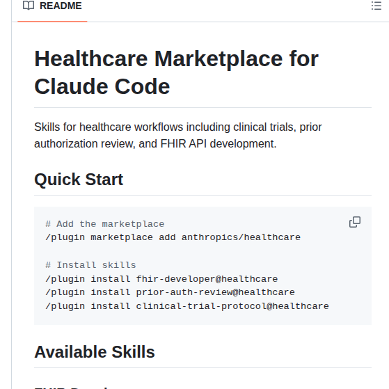 Anthropics Healthcare screenshot