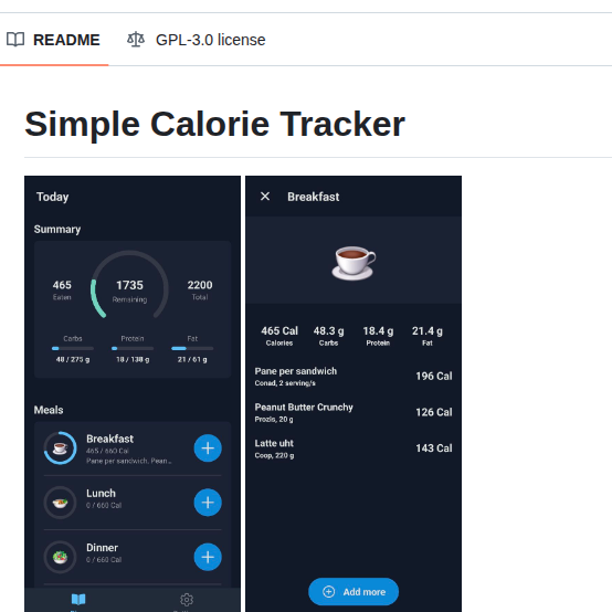 Antomanc Simple Calorie Tracker screenshot
