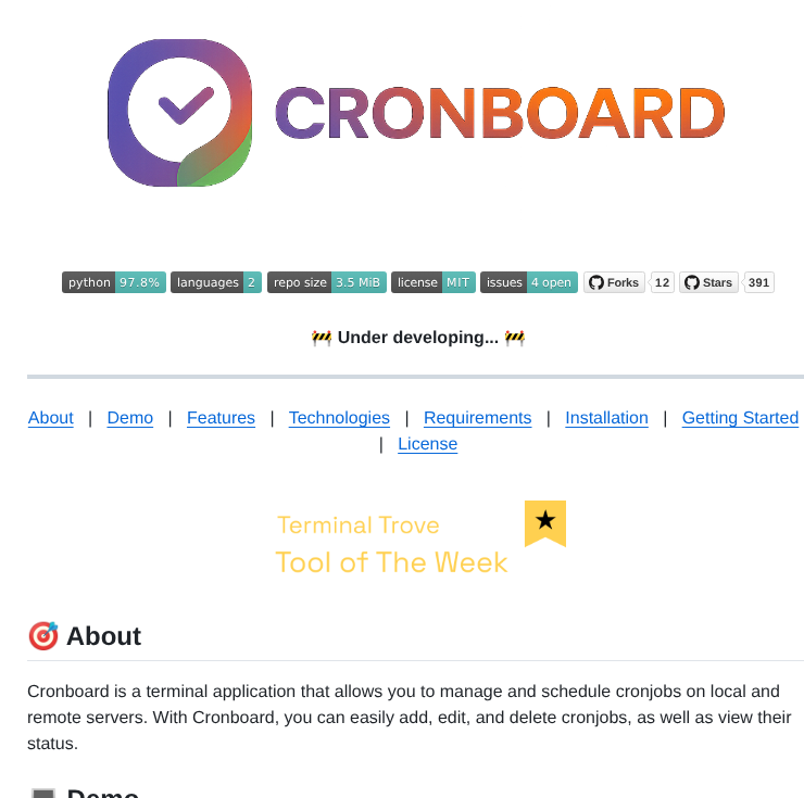 Antoniorodr Cronboard screenshot