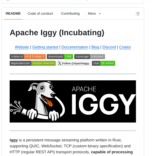 Apache Iggy screenshot