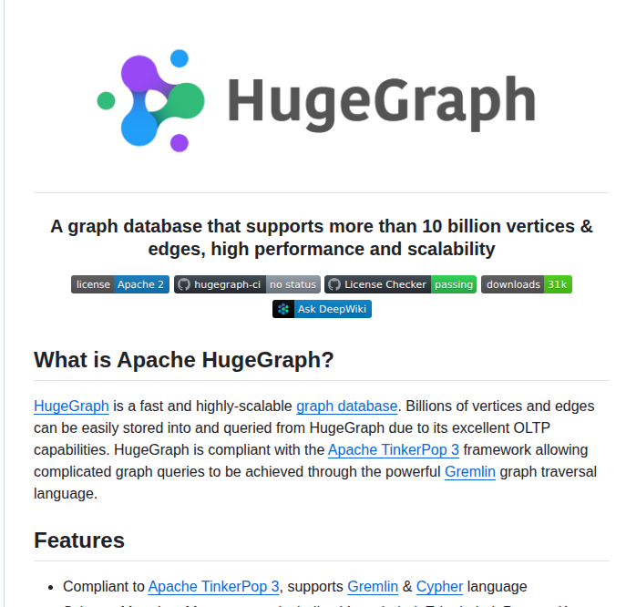 Apache Incubator Hugegraph screenshot