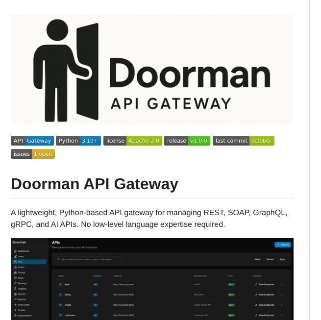Apidoorman Doorman screenshot