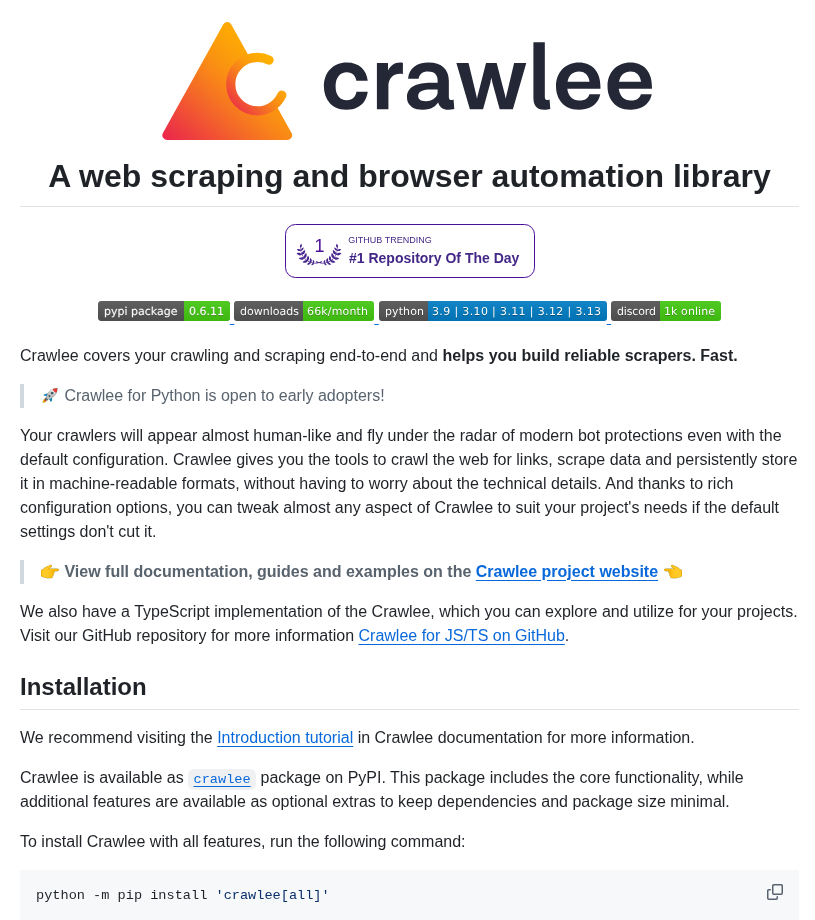 Apify Crawlee Python screenshot