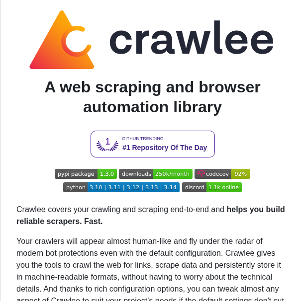 Apify Crawlee Python screenshot