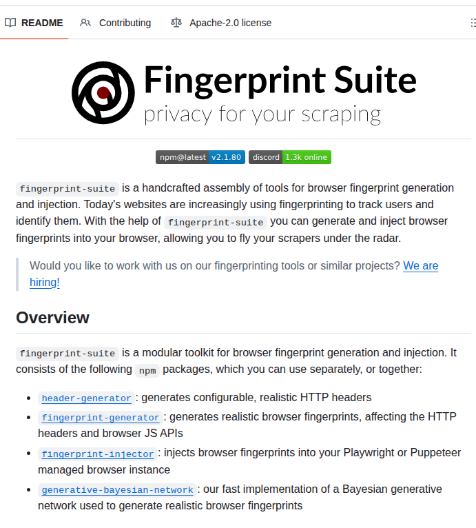 Apify Fingerprint Suite screenshot