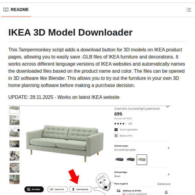 Apinanaivot Ikea 3d Model Download Button screenshot