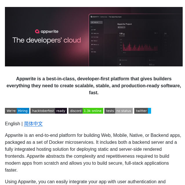 Appwrite Appwrite screenshot