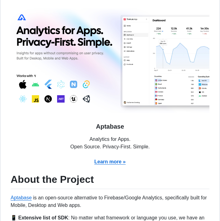 Aptabase Aptabase screenshot