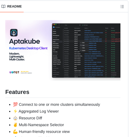Aptakube Aptakube screenshot