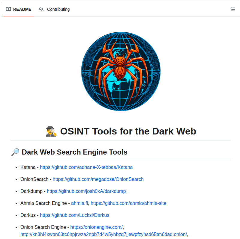 Apurvsinghgautam Dark Web Osint Tools screenshot