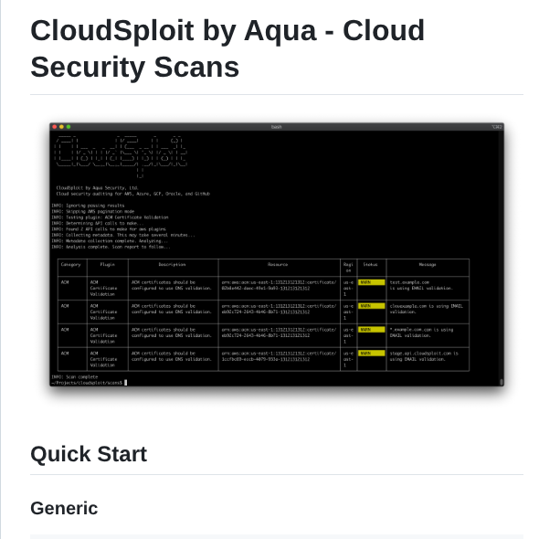 Aquasecurity Cloudsploit screenshot