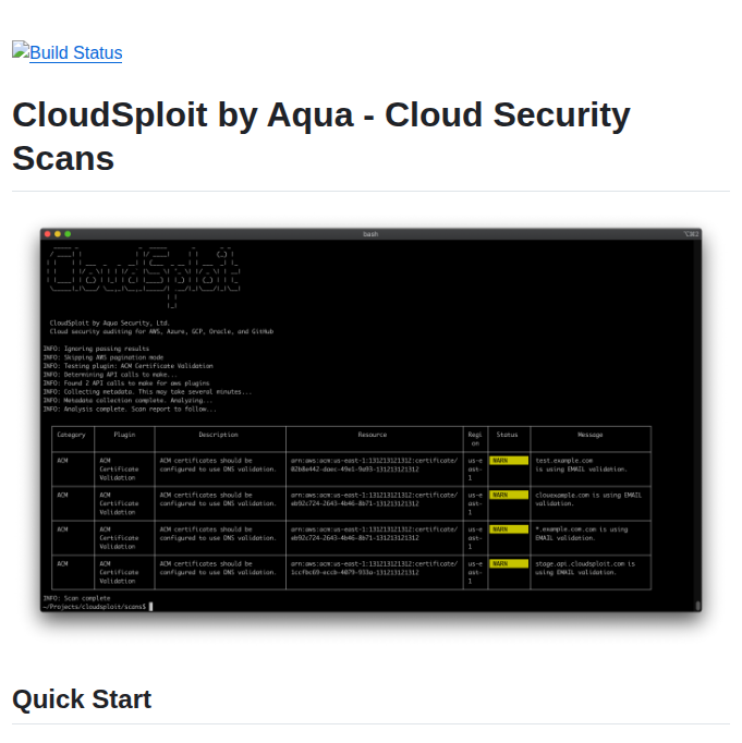 Aquasecurity Cloudsploit screenshot