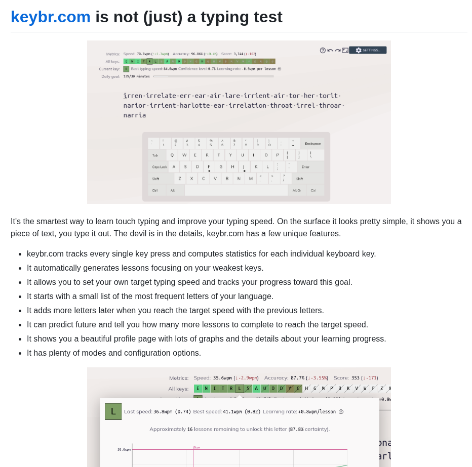 Aradzie Keybr.com screenshot