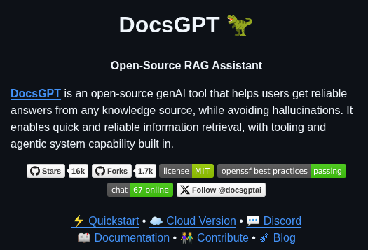 Arc53 Docsgpt screenshot