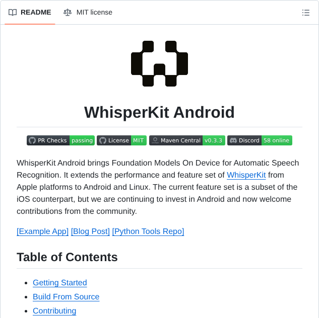 Argmaxinc Whisperkitandroid screenshot