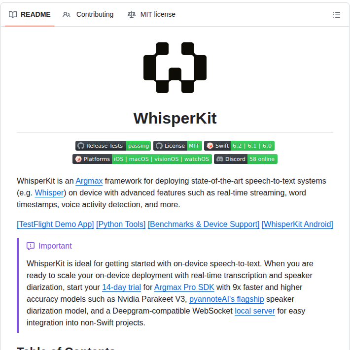 Argmaxinc Whisperkit screenshot