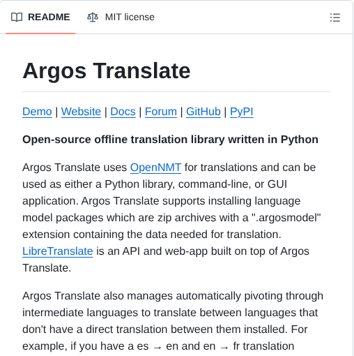 Argosopentech Argos Translate screenshot