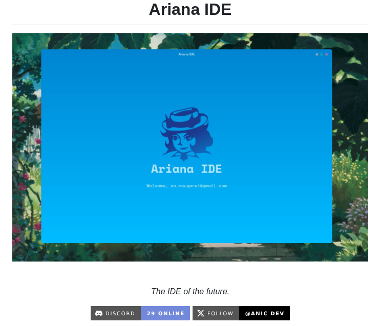 Ariana Dot Dev Ariana Ide screenshot