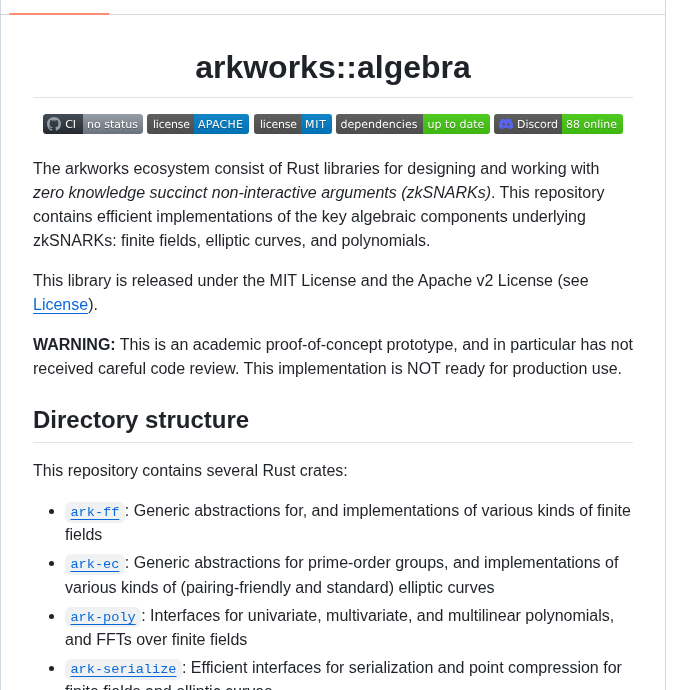 Arkworks Rs Algebra screenshot