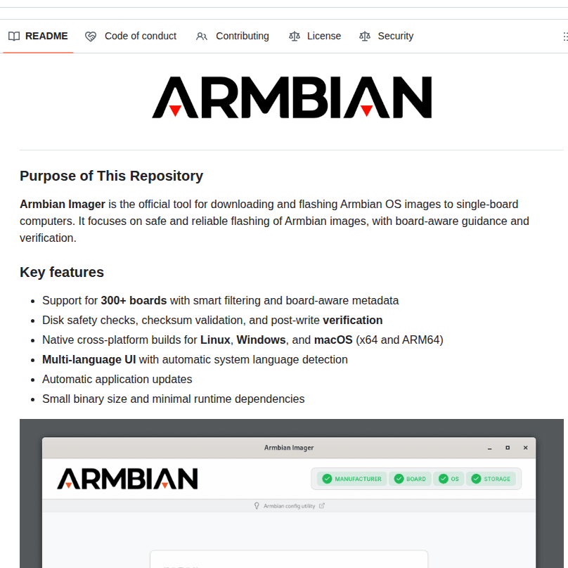 Armbian Imager screenshot