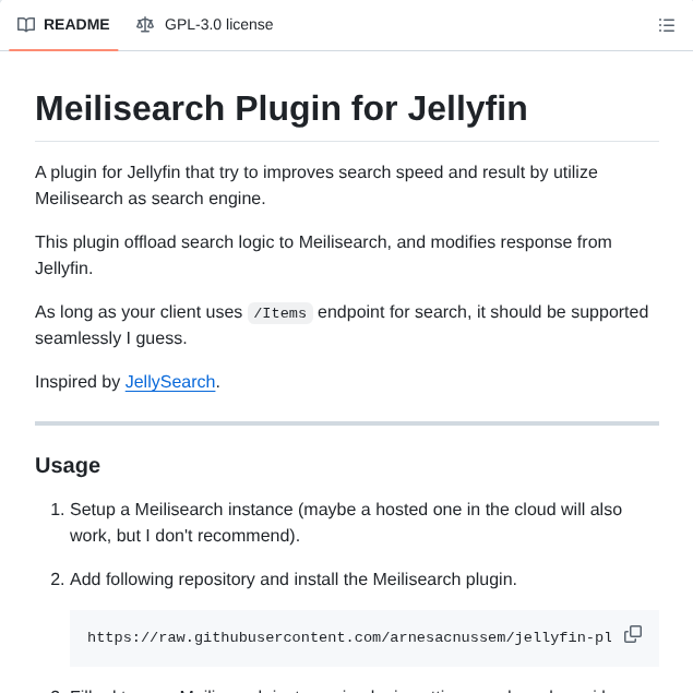 Arnesacnussem Jellyfin Plugin Meilisearch screenshot