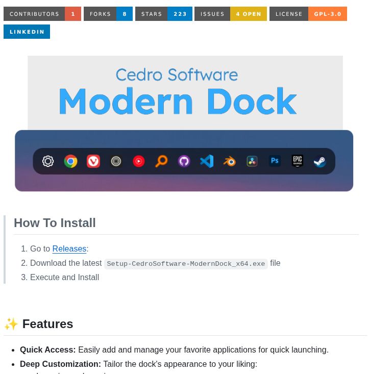 Arthurdeka Cedro Modern Dock screenshot