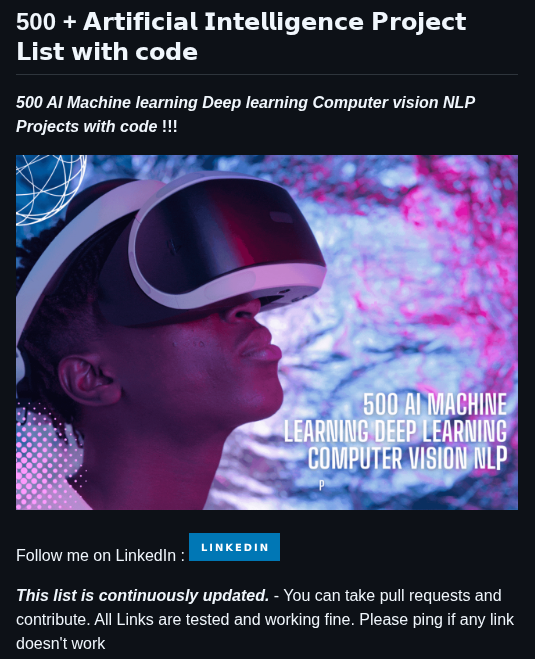 Ashishpatel26 500 Ai Machine Learning Deep Learning Computer Vision Nlp Projects With Code screenshot