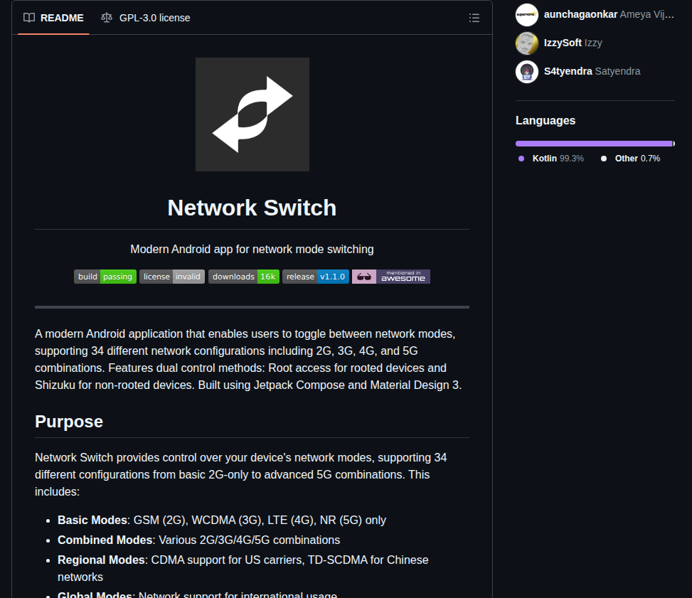Aunchagaonkar Networkswitch screenshot