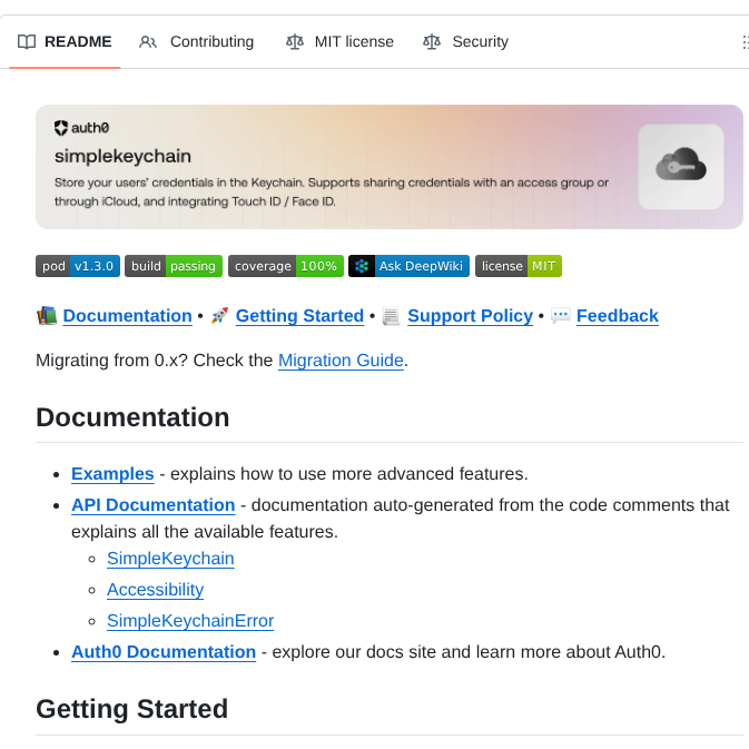 Auth0 Simplekeychain screenshot