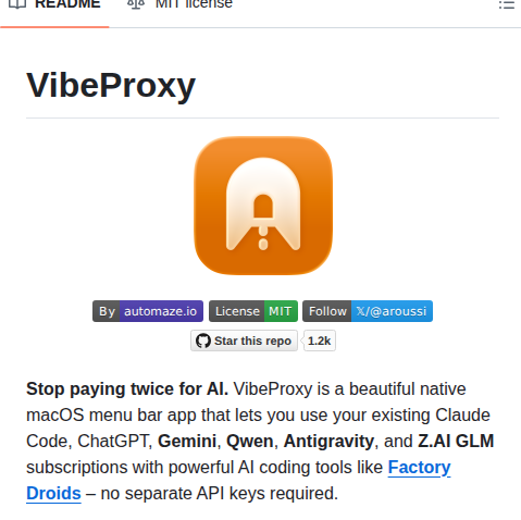 Automazeio Vibeproxy screenshot