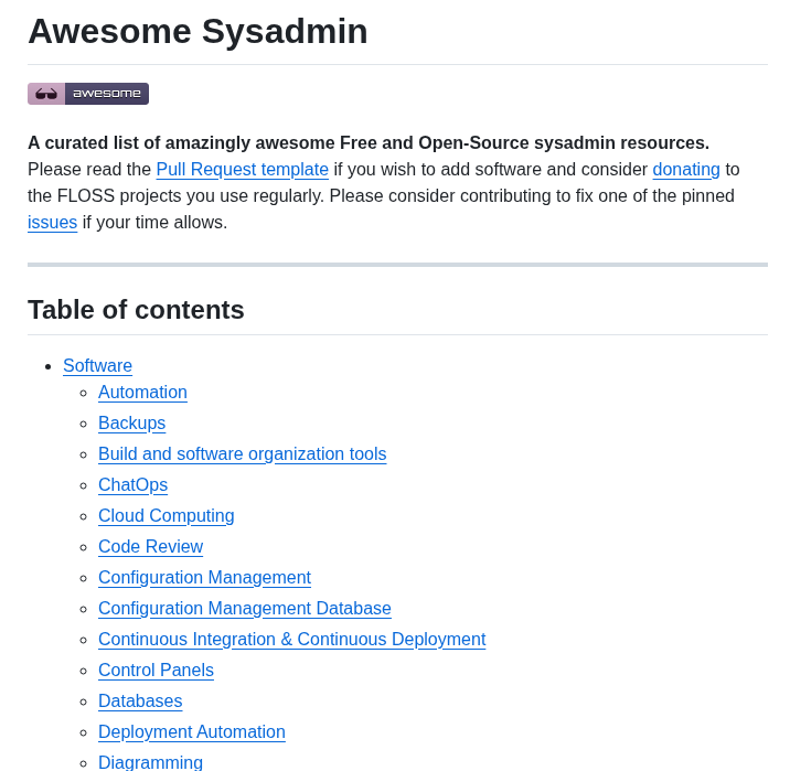 Awesome Foss Awesome Sysadmin screenshot