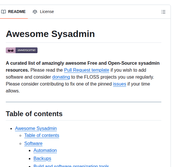 Awesome Foss Awesome Sysadmin screenshot