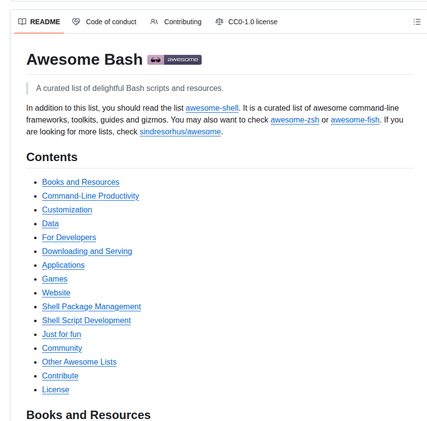 Awesome Lists Awesome Bash screenshot