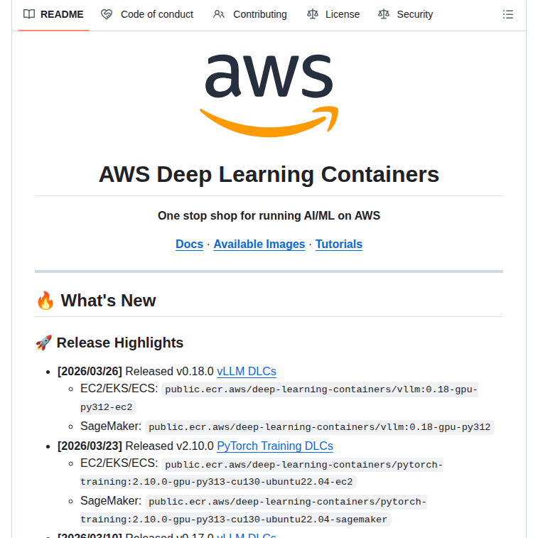Aws Deep Learning Containers screenshot