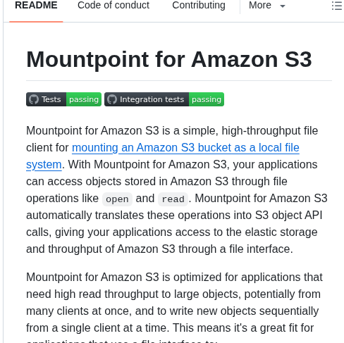 Awslabs Mountpoint S3 screenshot