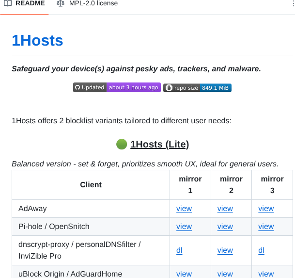Badmojr 1hosts screenshot
