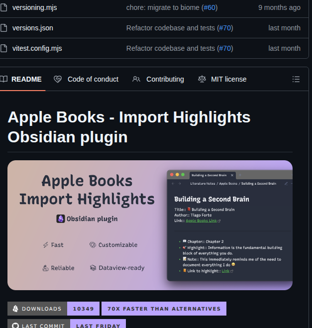 Bandantonio Obsidian Apple Books Highlights Plugin screenshot