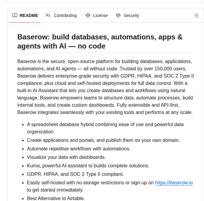 Baserow Baserow screenshot