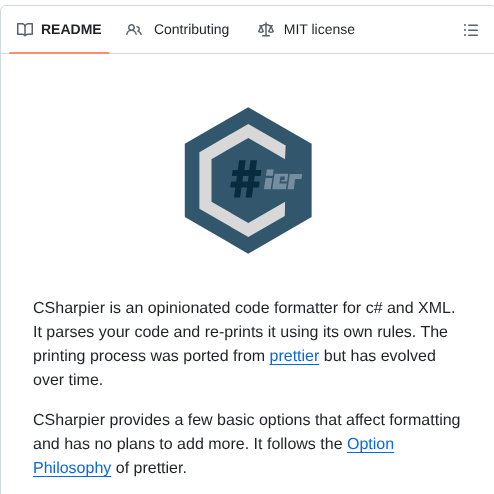 Belav Csharpier screenshot