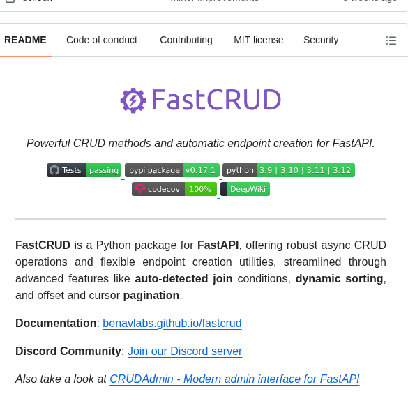 Benavlabs Fastcrud screenshot