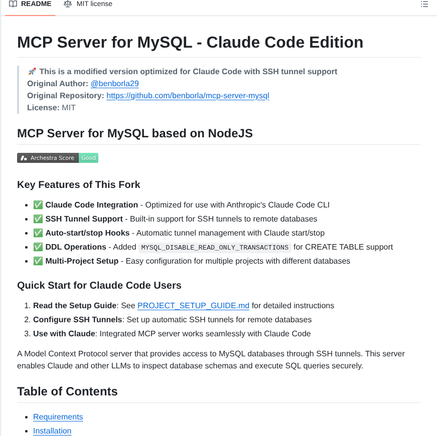 Benborla Mcp Server Mysql screenshot