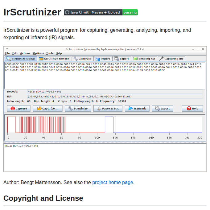 Bengtmartensson Irscrutinizer screenshot