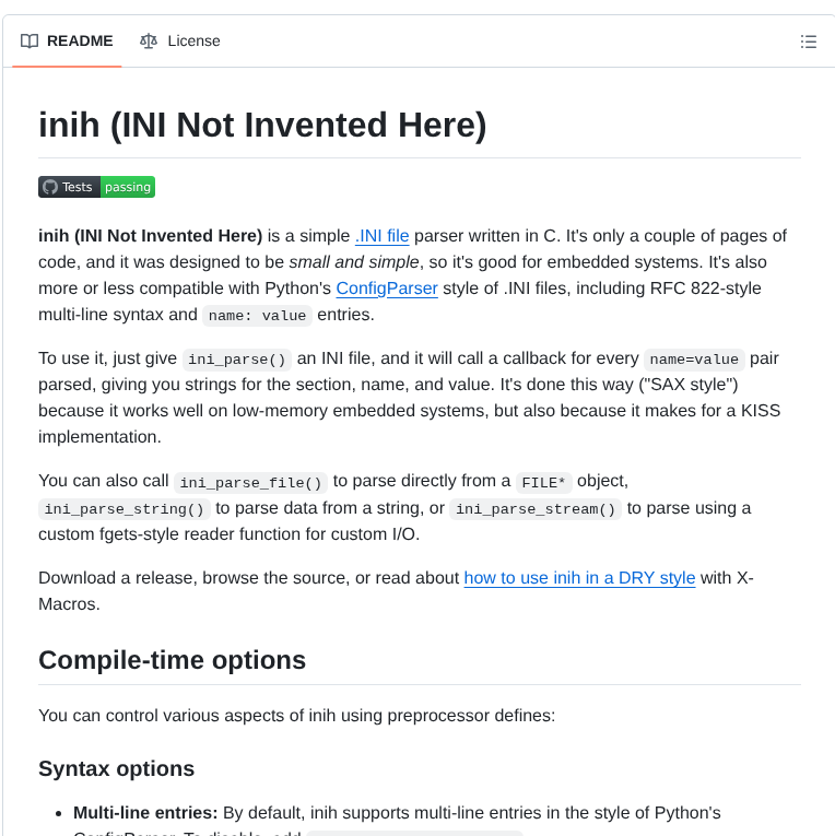 Benhoyt Inih screenshot