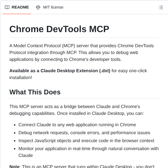 Benjaminr Chrome Devtools Mcp screenshot