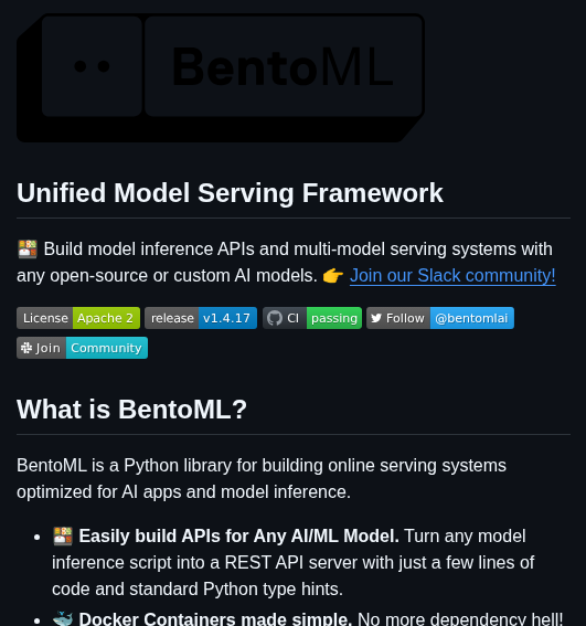 Bentoml Bentoml screenshot