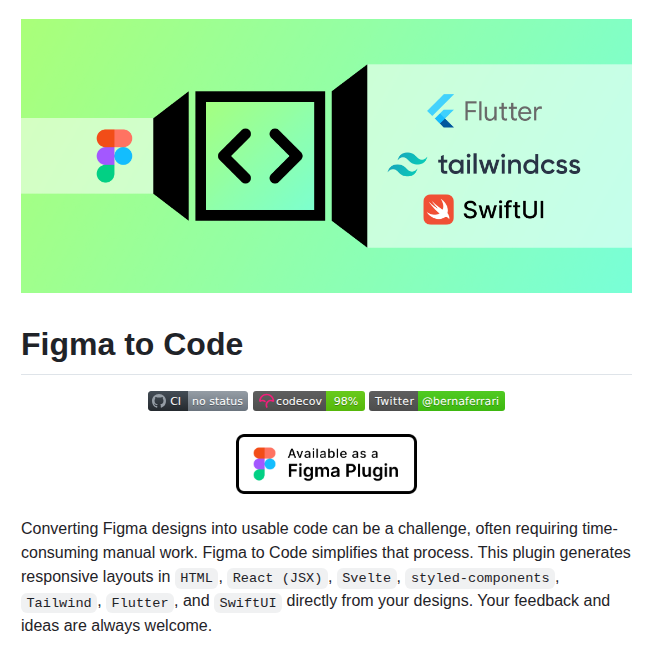 Bernaferrari Figmatocode screenshot