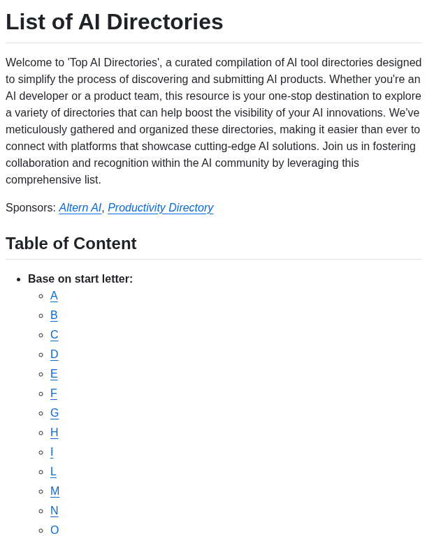 Best Of Ai Ai Directories screenshot