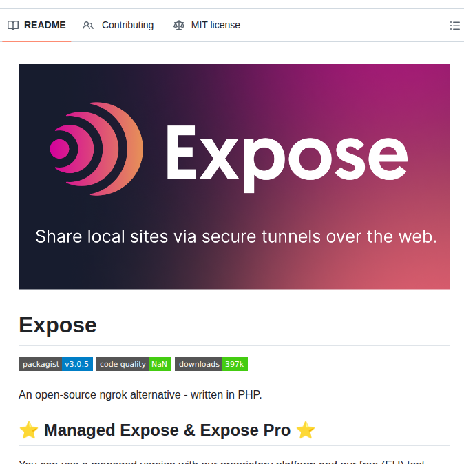 Beyondcode Expose screenshot