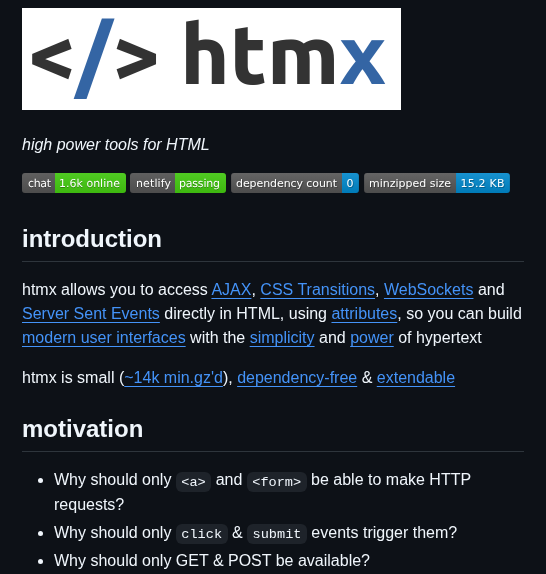 Bigskysoftware Htmx screenshot