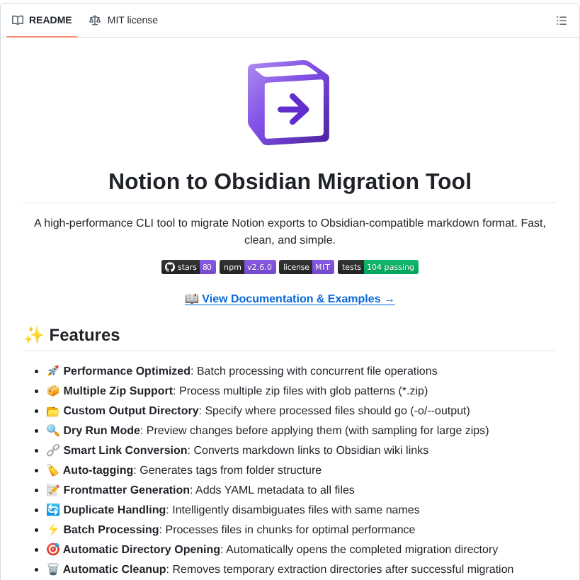 Bitbonsai Notion2obsidian screenshot